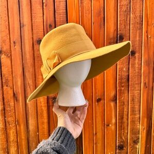 Vintage Mustard Wide-Brim Hat